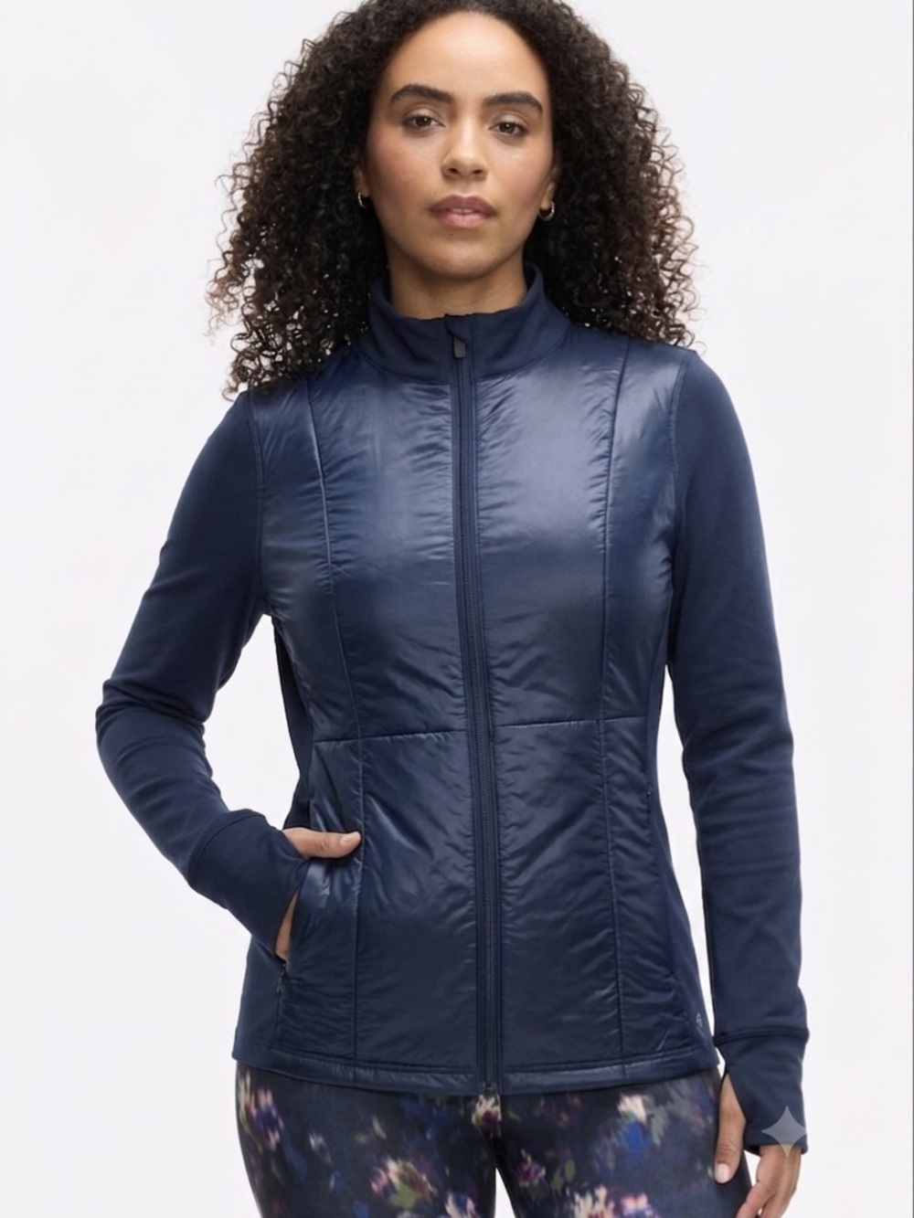 Peloton Cadent Run Jacket Navy Blue Women's Size S Hybrid Puffer Gym Workout